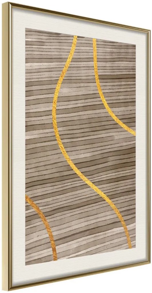 Αφίσα - Golden Stripes - 20x30 - Χρυσό - Με πασπαρτού