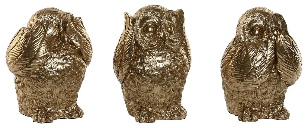 Διακοσμητική Φιγούρα Home ESPRIT Χρυσό Κουκουβάγια 11 x 11 x 15 cm (3 Μονάδες)