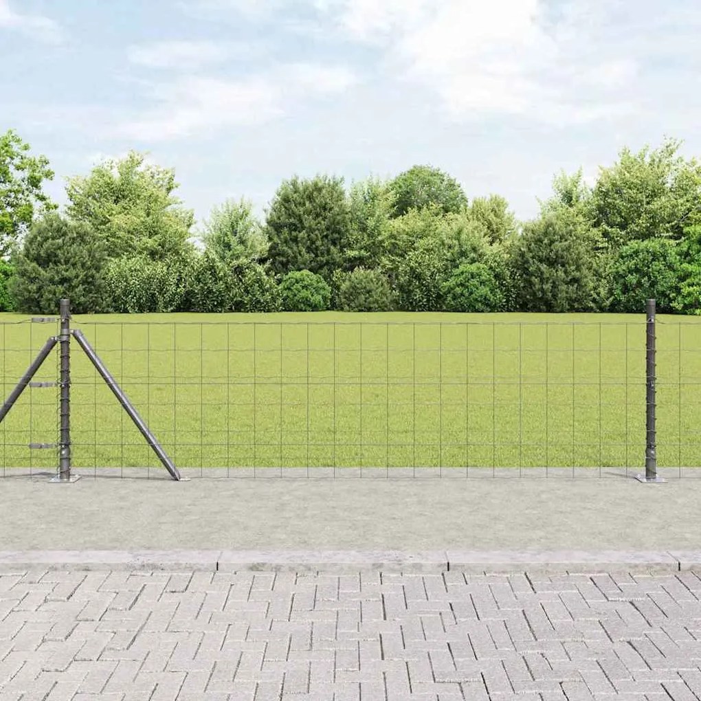 vidaXL Euro Fence με 13 Φλαγγμένες Στήλες 0.6x25 μ Γαλβανισμένος Χάλυβας