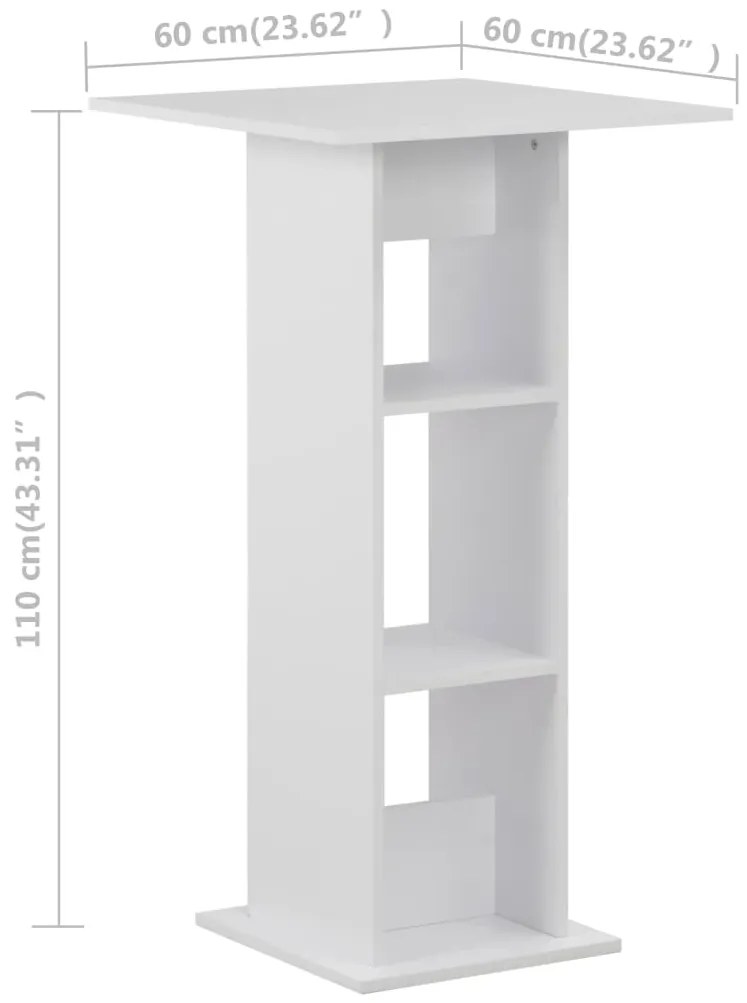 vidaXL Τραπέζι Μπαρ Λευκό 60 x 60 x 110 εκ.