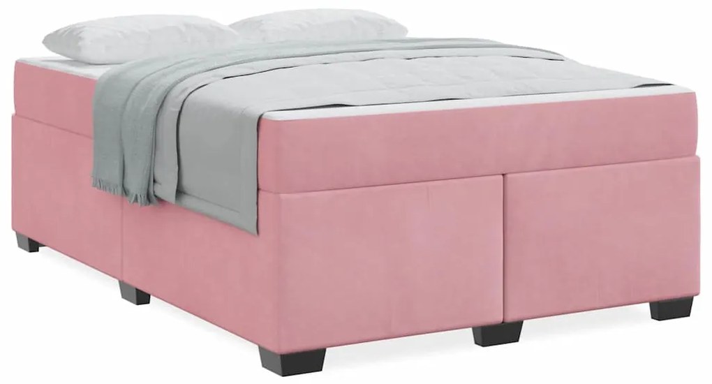 vidaXL Σκελετός Κρεβατιού με στρώμα Ροζ 140 x 200 cm ύφασμα