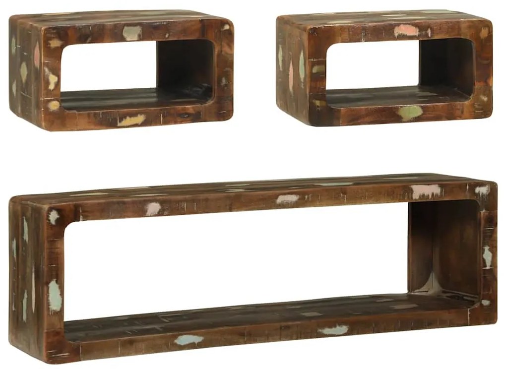 vidaXL Σετ επίπλου τηλεόρασης 3 pcs Πολύχρωμο Μασίφ ανακυκλωμένο ξύλο