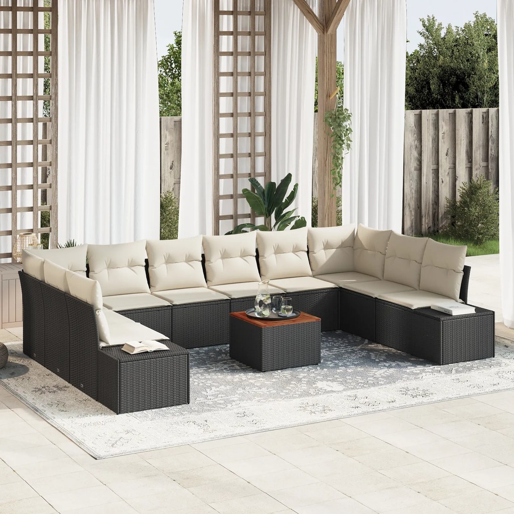 vidaXL Σετ Καναπέδων Κήπου 11 pcs Μαύρος, λευκός