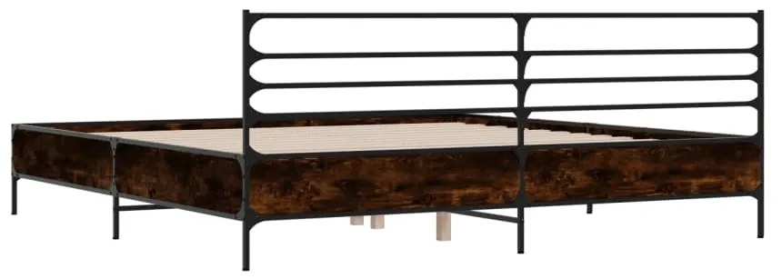 vidaXL Πλαίσιο Κρεβατιού Καφέ Δρυς 140x200 εκ. Επεξ. Ξύλο &amp; Μέταλλο