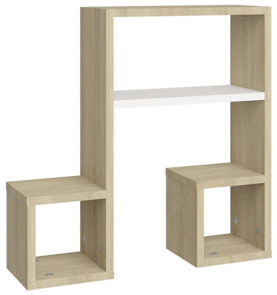 vidaXL Ραφιέρες Τοίχου 2 τεμ Λευκό/Sonoma Δρυς 50x15x50εκ. Μοριοσανίδα