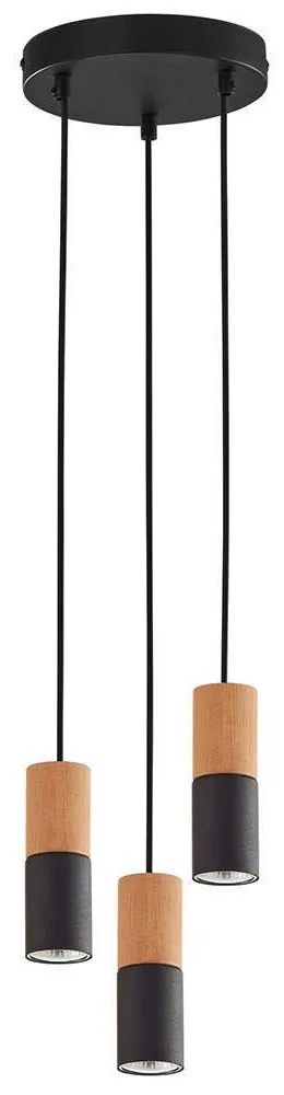 Φωτιστικό Οροφής Elit Black Wood 6310 3xGU10 10W 30x90cm Natural-Black TK Lighting