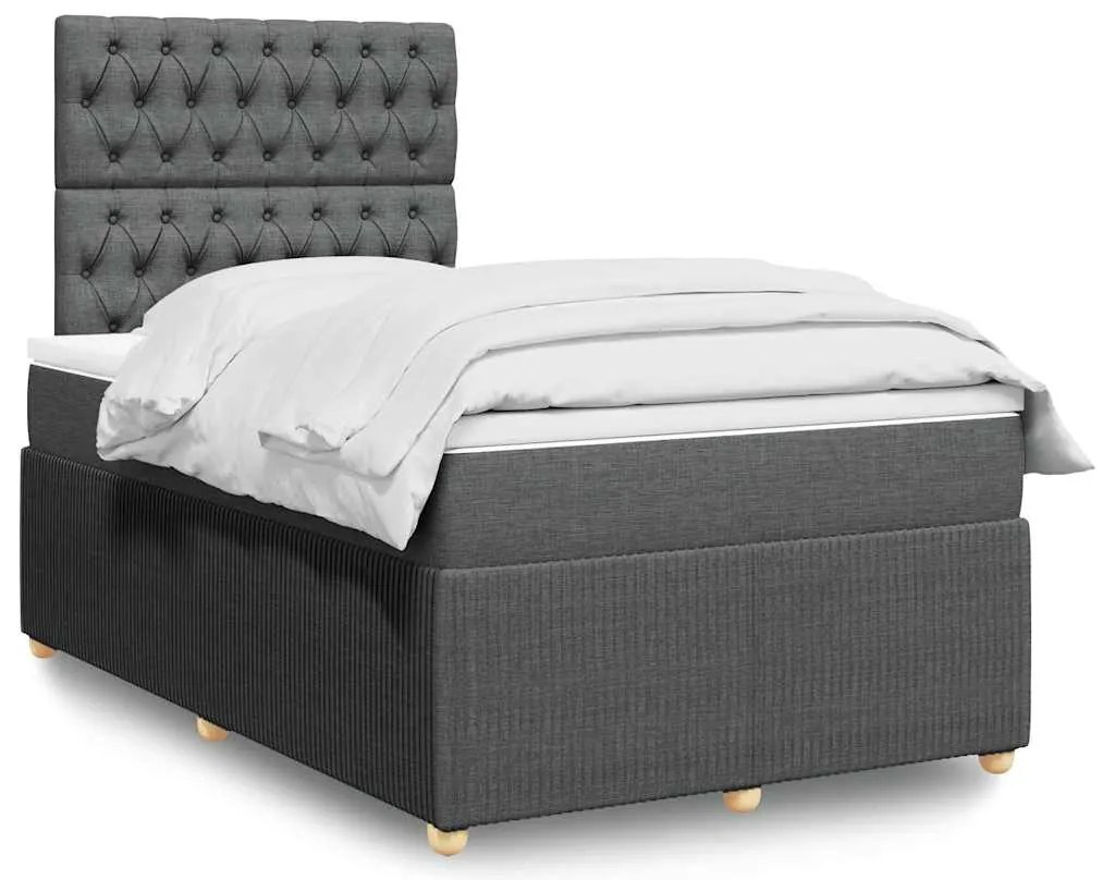 vidaXL Κρεβάτι Boxspring με Στρώμα Σκούρο Γκρι 120x200 εκ. Υφασμάτινο