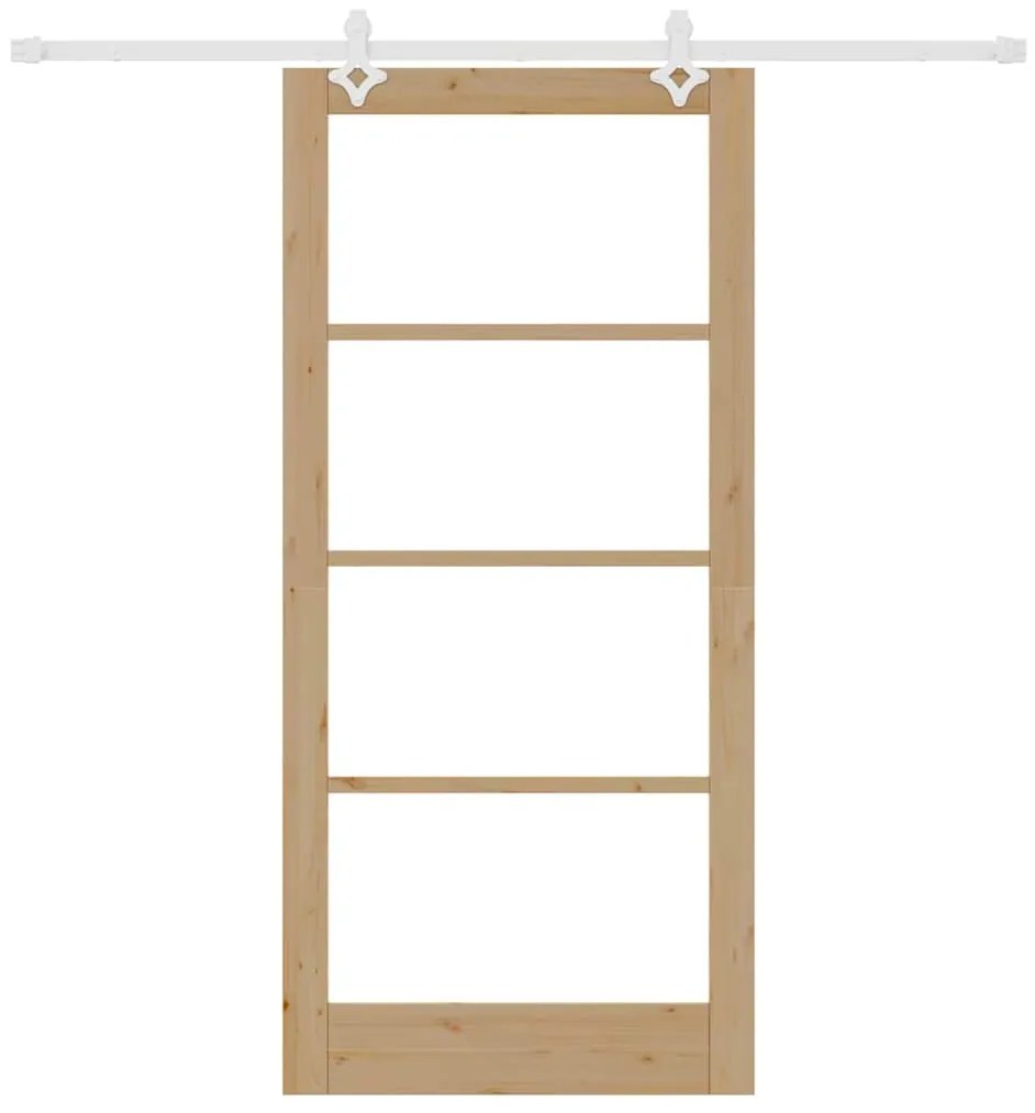 vidaXL Συρόμενη Πόρτα Καφέ 93 x 202 cm Ξύλο και μέταλλο