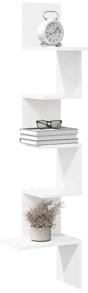 Γωνιακή Ραφιέρα Τοίχου Λευκή 32x32x127,5 εκ. Μοριοσανίδα