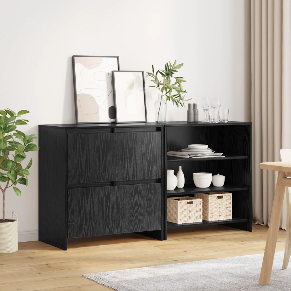 vidaXL Πλαϊνό γραφείο με ράφι με πόρτα 2 pcs Μαύρη δρυς 70 x 41 x 75 εκ.