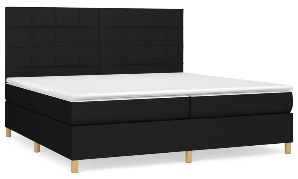 vidaXL Κρεβάτι Boxspring με Στρώμα Μαύρο 200x200 εκ. Υφασμάτινο