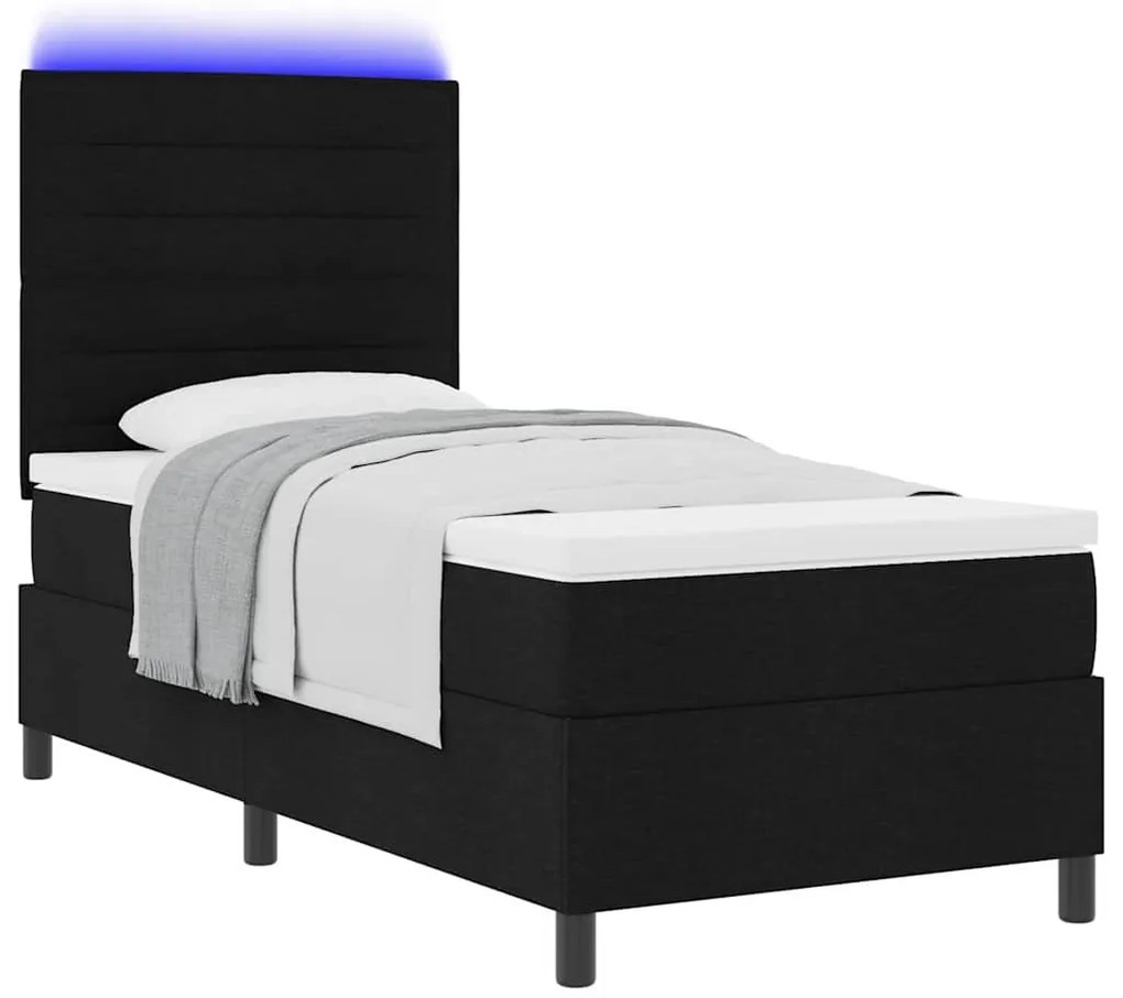 vidaXL Κρεβάτι με ελατήρια με στρώμα Μαύρο 100 x 200 cm ύφασμα