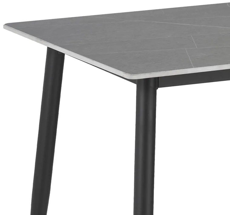 Τραπέζι Gustas pakoworld γκρι μαρμάρου sintered stone-μαύρο μέταλλο 140x80x75εκ