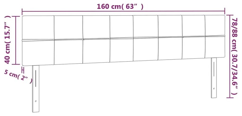 Κεφαλάρι Κρεβατιού LED Ροζ 160x5x78/88 εκ. Βελούδινο - Ροζ