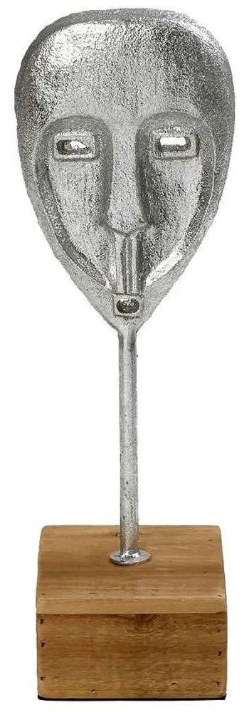 Διακοσμητικό Αγαλματίδιο Κεφάλι ICY302 10x10x36cm Silver-Natural Espiel Μέταλλο,Ξύλο