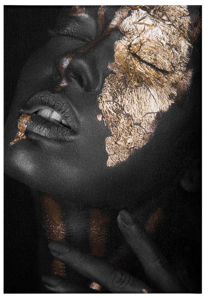 ΠΙΝΑΚΑΣ ΚΑΜΒΑΣ DARK SKINNED GIRL WITH GOLD MAKEUP HM7196.01 50X3X70 εκ.