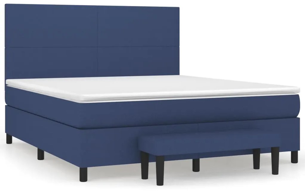 vidaXL Κρεβάτι Boxspring με Στρώμα Μπλε 160x200 εκ. Υφασμάτινο