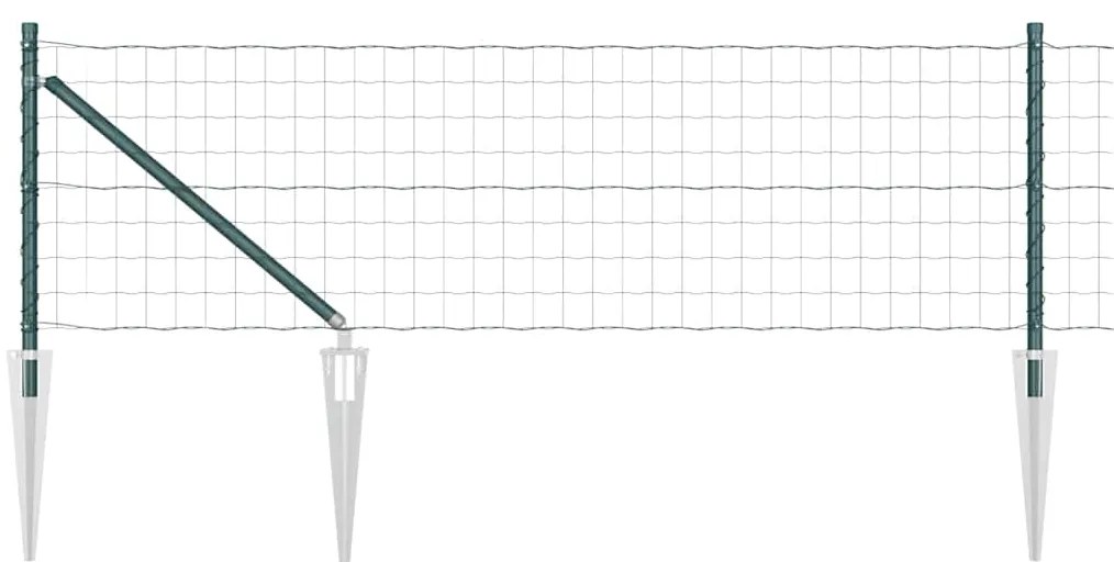 vidaXL Φράχτης με Στήλες. Πράσινο 0.8 x 10 m Ατσάλι