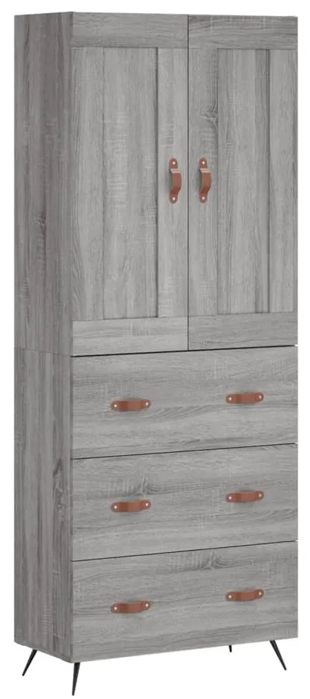 vidaXL Ντουλάπι Γκρι Sonoma 69,5 x 34 x 180 εκ. Επεξεργασμένο Ξύλο