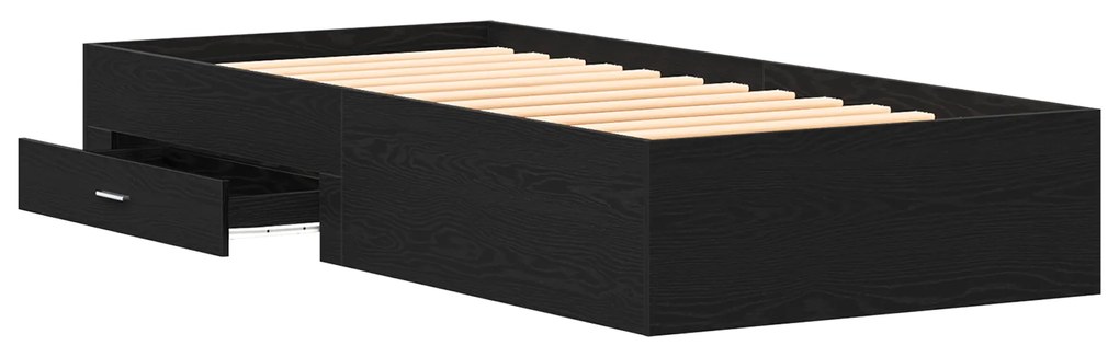 vidaXL Κρεβάτι Μαυρο Δρυς 100x200 εκ Επεξεργασμένο Ξύλο