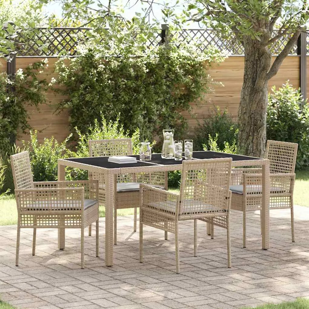 vidaXL Σέτ φαγητού για κήπο 5 pcs Μπεζ 150 x 90 x 75 cm