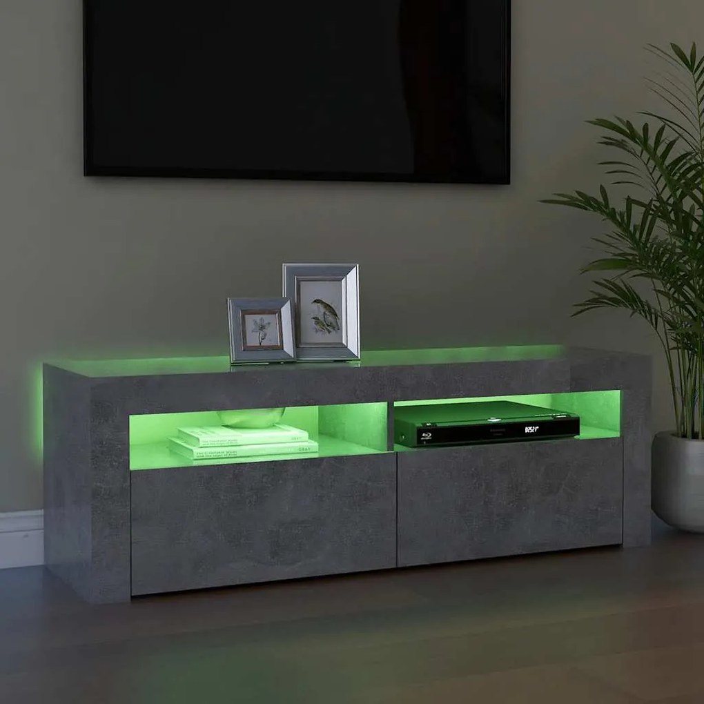 vidaXL Έπιπλο Τηλεόρασης με LED Γκρι Σκυροδέματος 120 x 35 x 40 εκ.