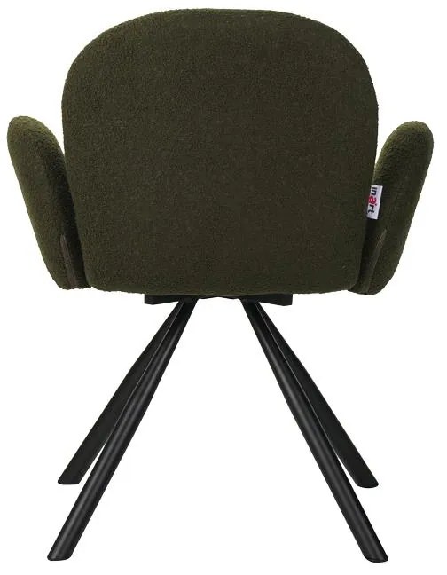 Καρέκλα - Πολυθρόνα Garzele Inart πράσινο μπουκλέ ύφασμα-πόδι μαύρο μέταλλο 68x66x82.5εκ 68x66x82.5 εκ.