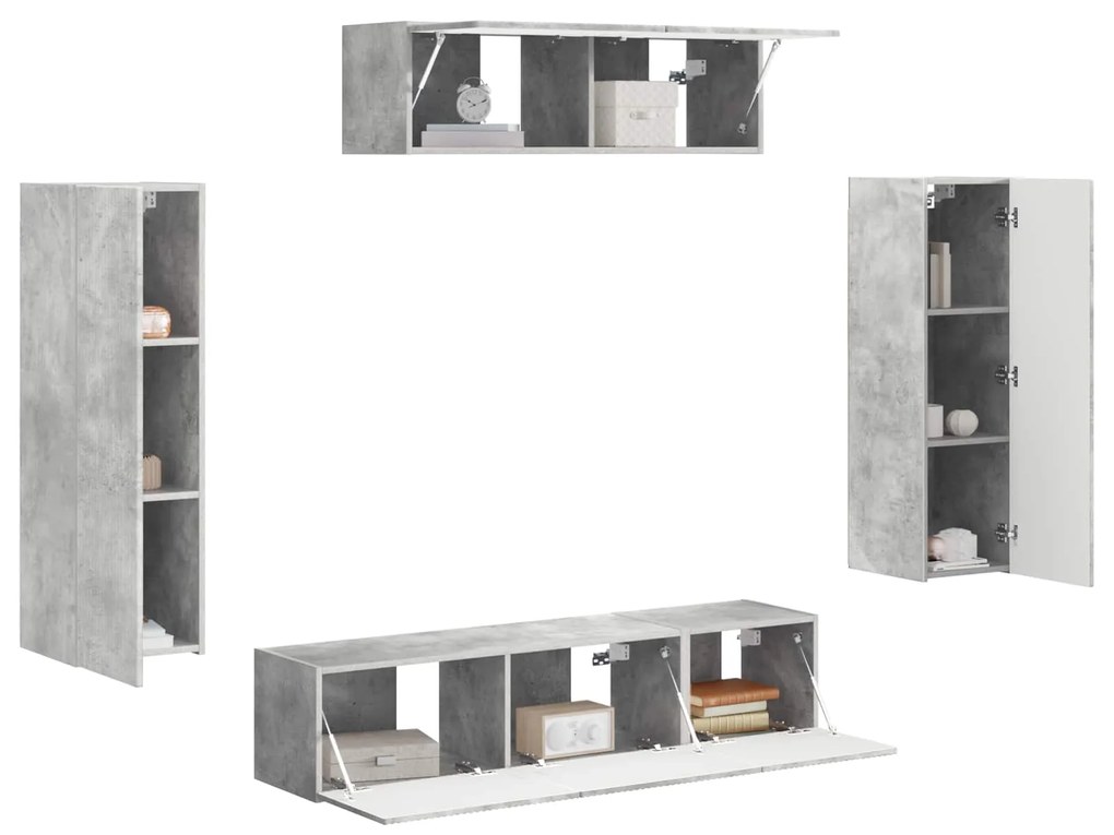 vidaXL Ντουλάπι TV 3 pcs Σκυρόδεμα Γκρι