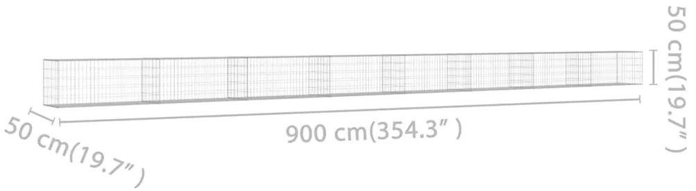 Συρματοκιβώτιο Τοίχος 900x50x50 εκ. Γαλβαν.Χάλυβας + Καλύμματα - Ασήμι