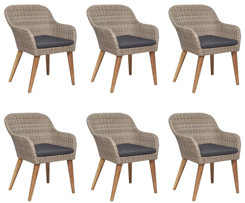 vidaXL Σετ Τραπεζαρίας Κήπου 7 Τεμαχίων Καφέ από Συνθετικό Ρατάν