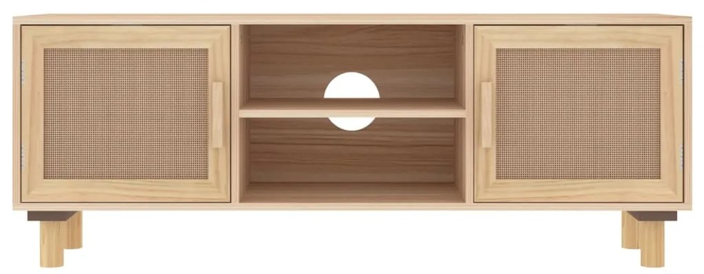vidaXL Έπιπλο Τηλεόρασης Καφέ 105x30x40 εκ Μασίφ Πεύκο &amp; Φυσικό Ρατάν