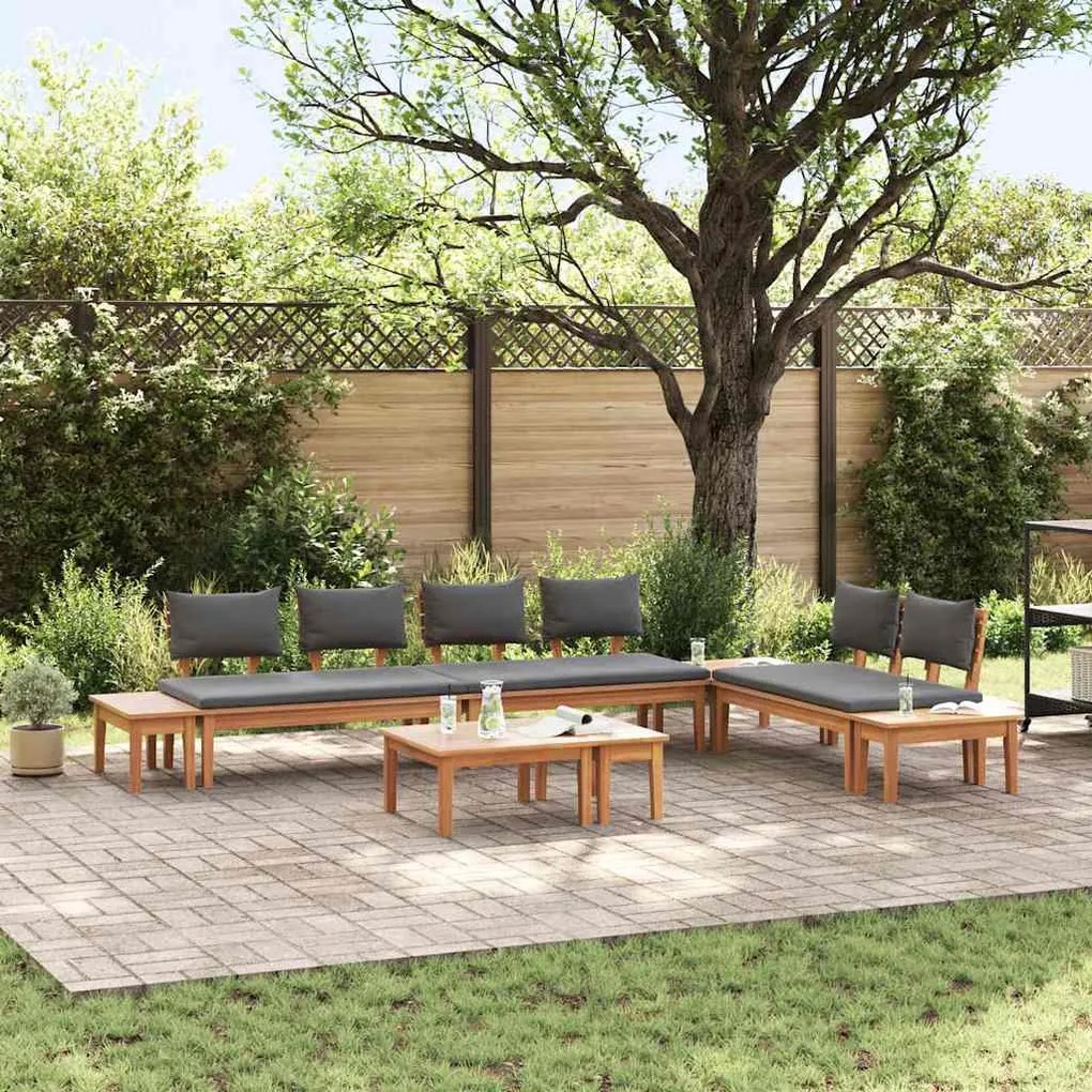 vidaXL Σετ Παγκάκι Κήπου 5 pcs Καφέ, Γκρί Πολυ rattan, βαμμένο ατσάλι