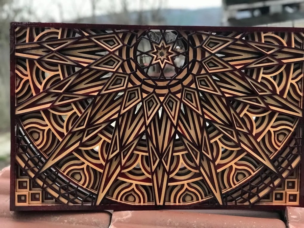 Intra απο ξύλο plywood 3mm-4mm πάχος - Πολυεπίπεδη τέχνη τοίχου Δίασταση 30x30 cm Intraeaxys-r1z2e8n1