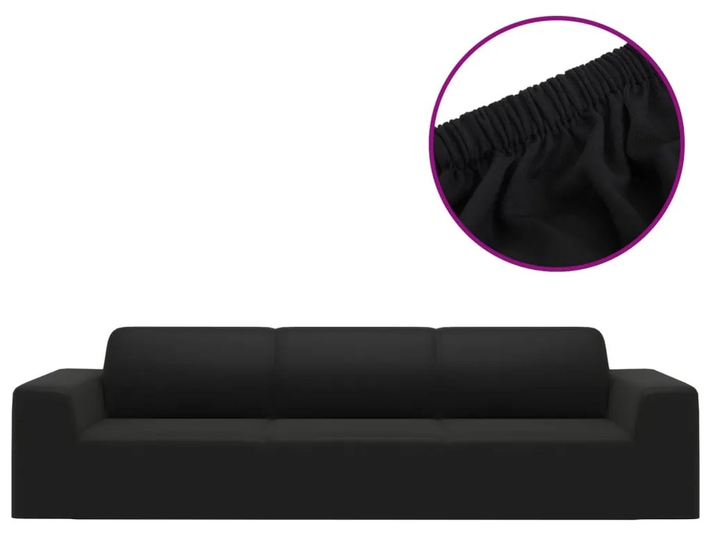 vidaXL Κάλυμμα 4θέσιου Καναπέ Ελαστικό Μαύρο από Πολυεστερικό Ζέρσεϊ
