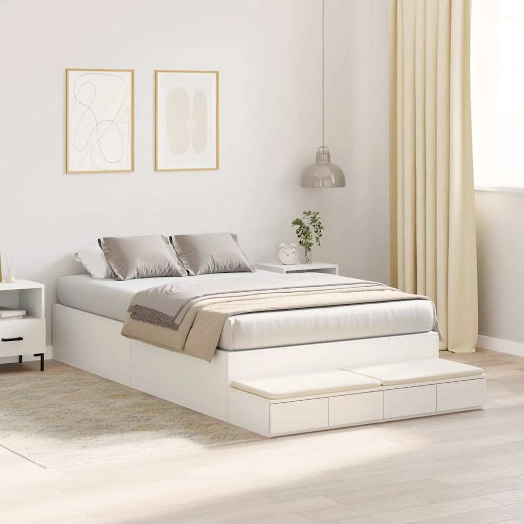 vidaXL Κρεβάτι με αποθηκευτικό χώρο Λευκό 236.5 x 120 x 31.5 εκατοστά