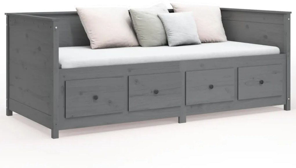 vidaXL Καναπές Κρεβάτι Γκρι 90 x 200 εκ. από Μασίφ Ξύλο Πεύκου