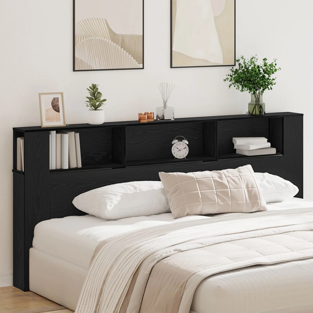 vidaXL Κεφαλάρι Ντουλάπα Μαύρη Δρυς 220x18,5x104,5 εκ