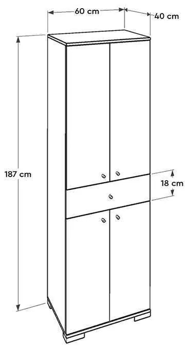 Ντουλάπα ρούχων Diamond Megapap δίφυλλη σε χρώμα λευκό 60x40x187εκ.