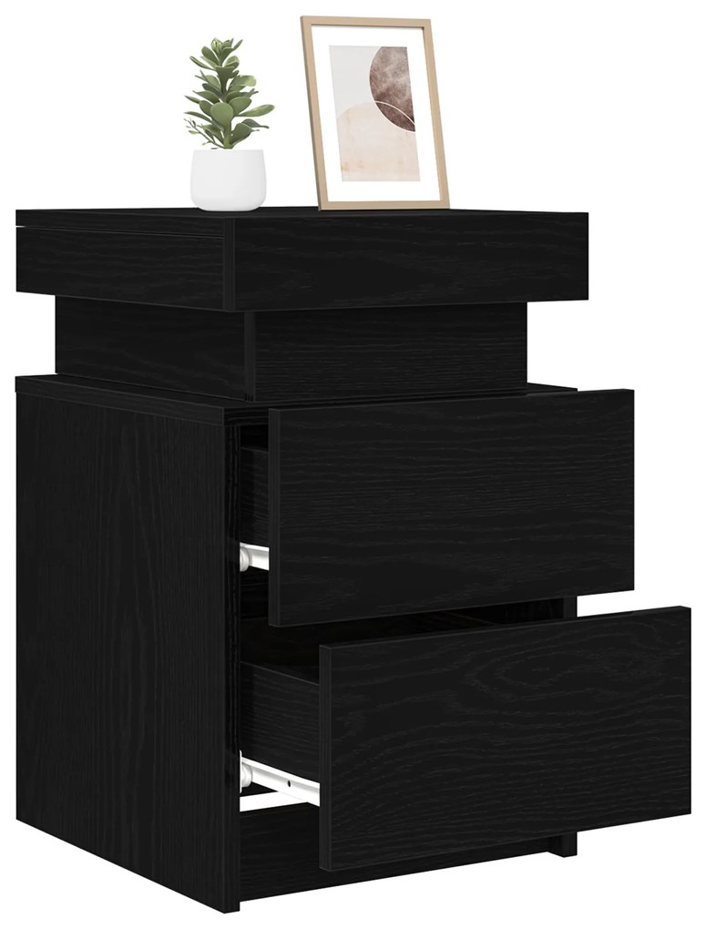 vidaXL Κομοδίνο 2 pcs Μαύρη δρυς 35 x 39 x 55 εκ. Επεξεργασμένο ξύλο
