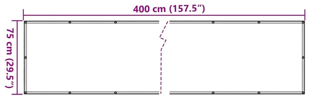 vidaXL Περίφραξη Μπαλκονιού Προστατευτική Ανθρακί 400x75 εκ. από PVC