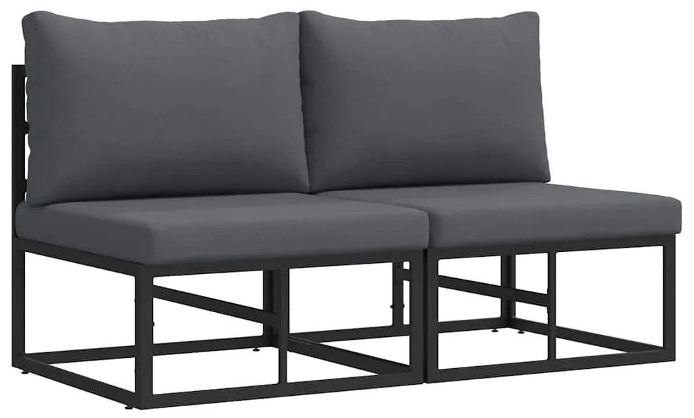 vidaXL Εξωτερικά Έπιπλα 2 pcs Μαύρο 70 x 71.5 x 32 εκ Μέταλλο