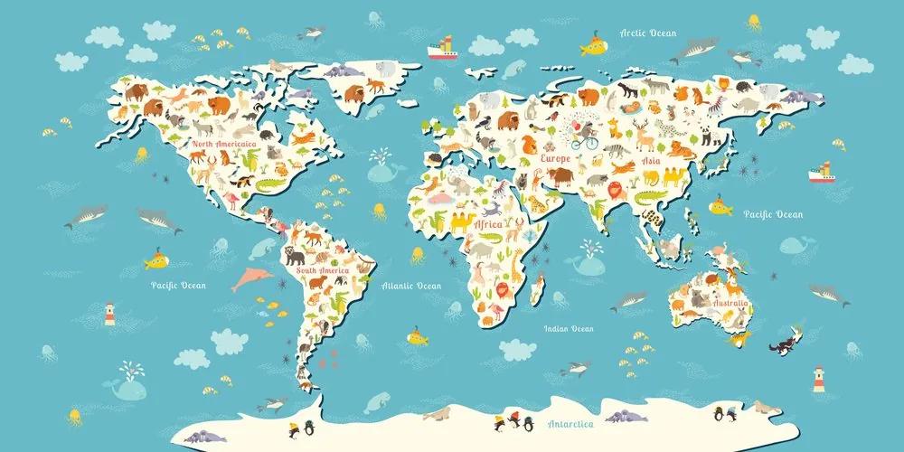 Εικόνα στο χάρτη μωρών από φελλό με ζώα - 100x50  flags