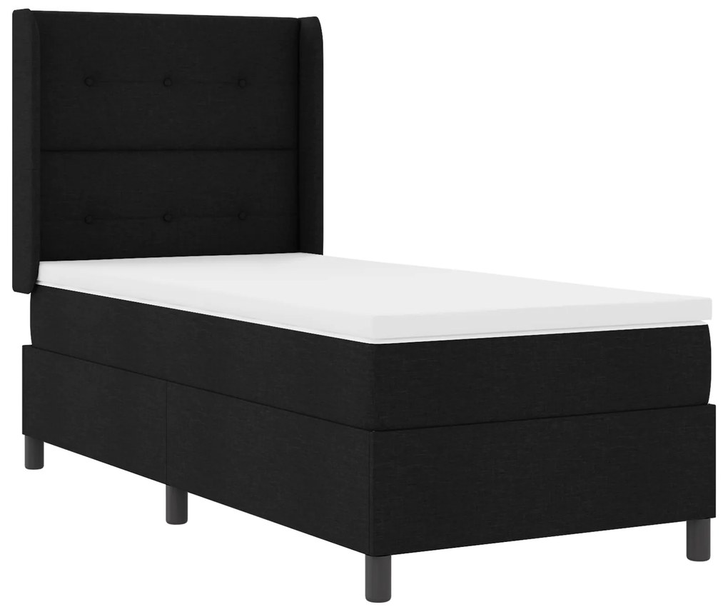 vidaXL κρεβάτι Box Spring με στρώμα & LED μαύρο 90x200 εκ. υφάσματος