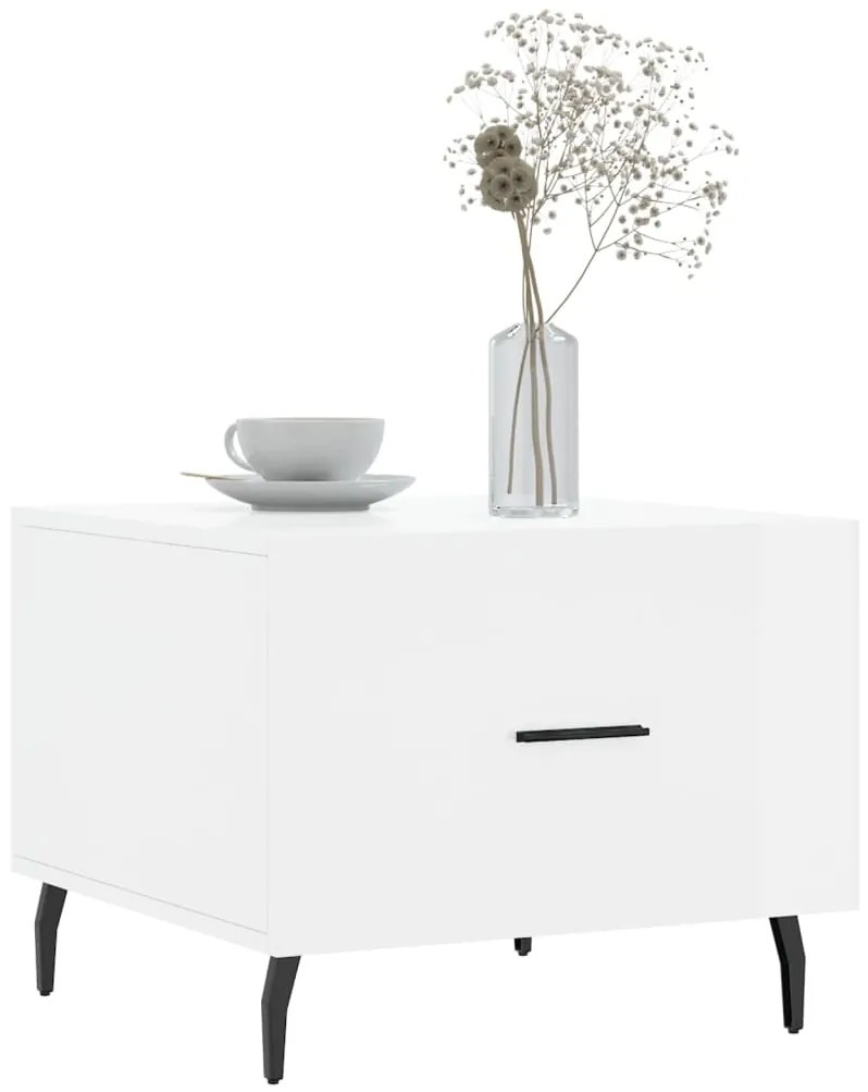 vidaXL Τραπεζάκι Σαλονιού Γυαλ. Λευκό 50 x 50 x 40 εκ. Επεξεργ. Ξύλο