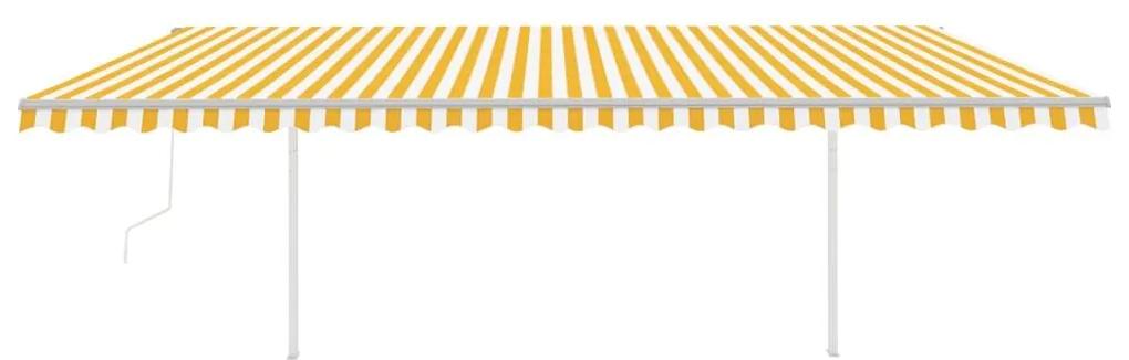 Τέντα Συρόμενη Αυτόματη με Στύλους Κίτρινο/Λευκό 6 x 3,5 μ. - Κίτρινο