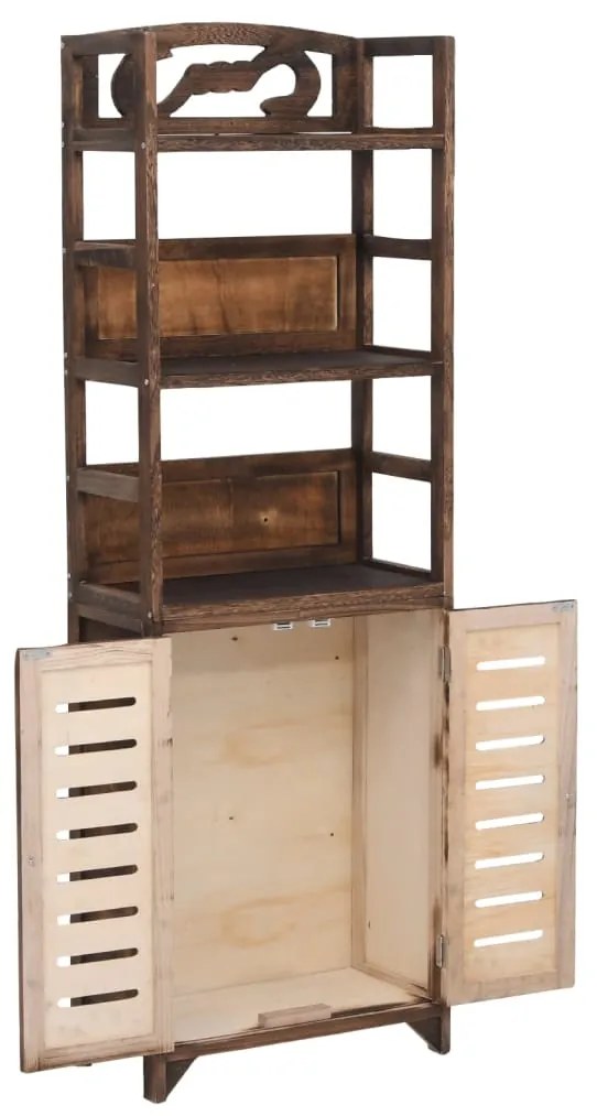 vidaXL Ντουλάπι Βιτρίνα Σκούρο Καφέ 46x24x140 εκ. Μασίφ Ξύλο Παυλώνιας