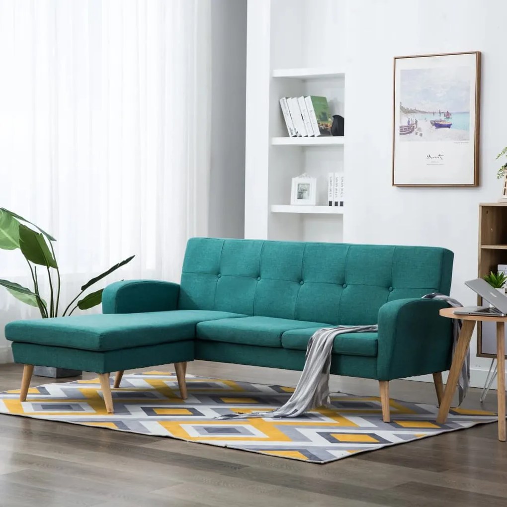 vidaXL Καναπές Γωνιακός Πράσινος 186 x 136 x 79 εκ. Υφασμάτινος