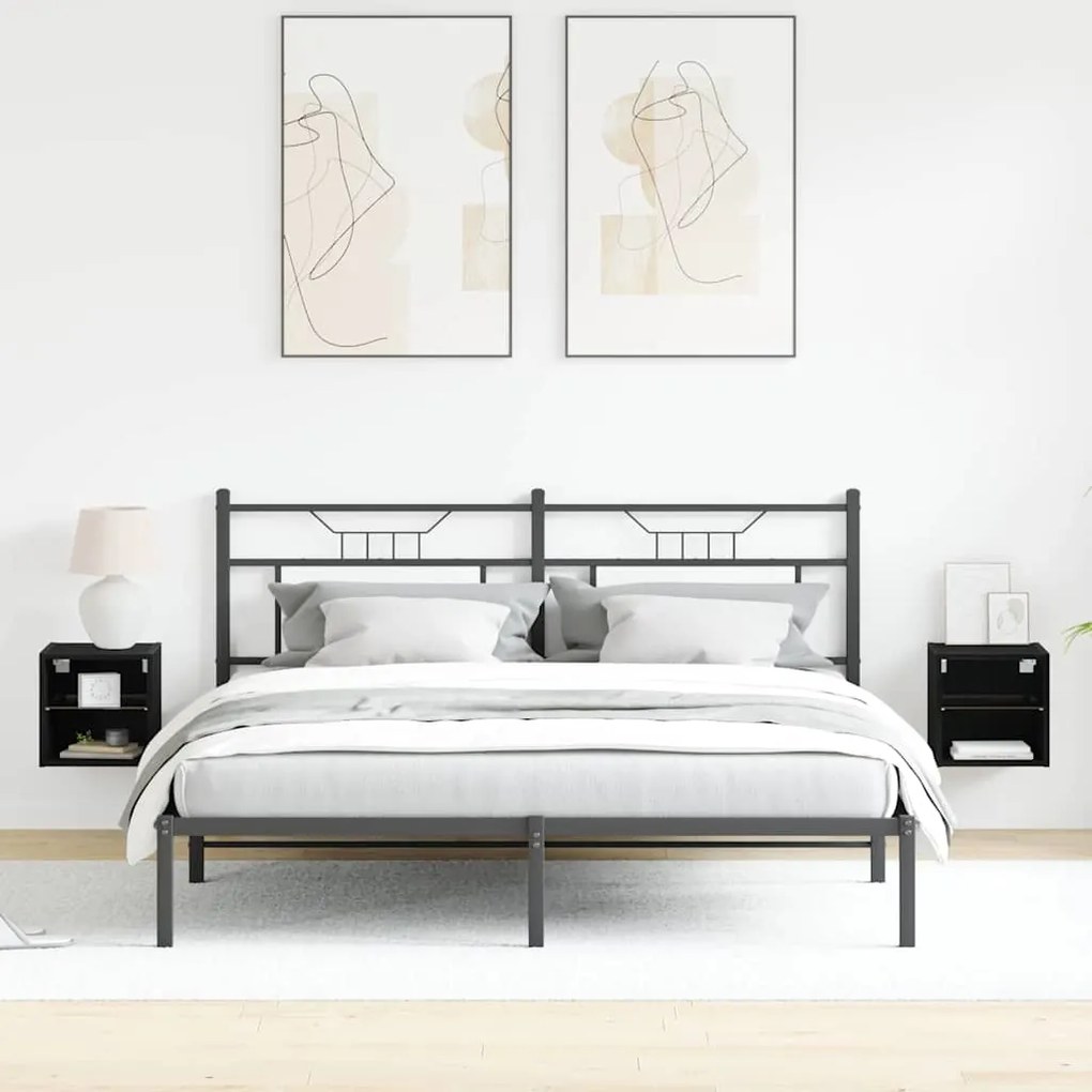 vidaXL Σετ επίπλου τηλεόρασης Επιτοίχιο 2 pcs Μαύρο 30 x 28,5 x 30 εκ.