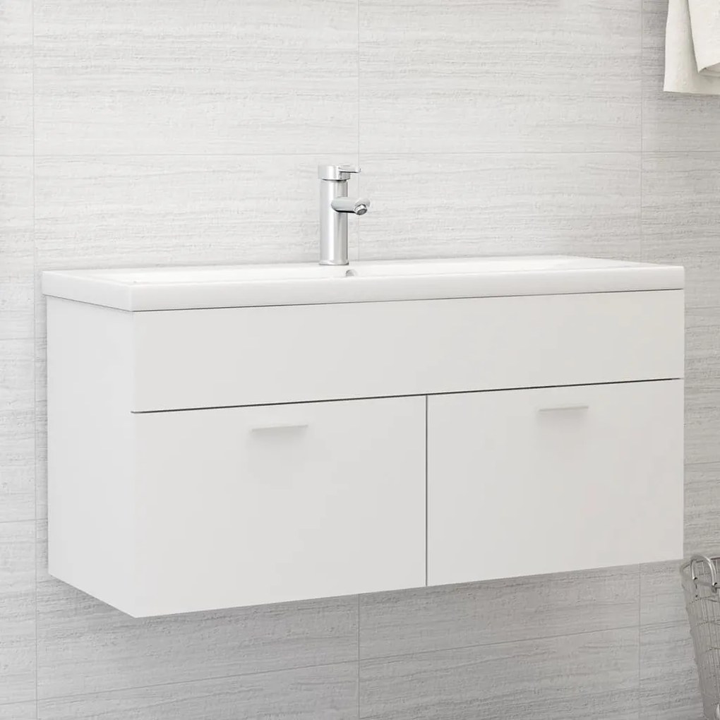 vidaXL Ντουλάπι Νιπτήρα Λευκό 100 x 38,5 x 46 εκ. από Επεξ. Ξύλο