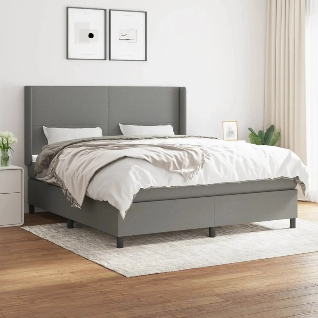 ΚΡΕΒΑΤΙ BOXSPRING ΜΕ ΣΤΡΩΜΑ ΣΚΟΥΡΟ ΓΚΡΙ 180X200 ΕΚ ΥΦΑΣΜΑΤΙΝ 3131290